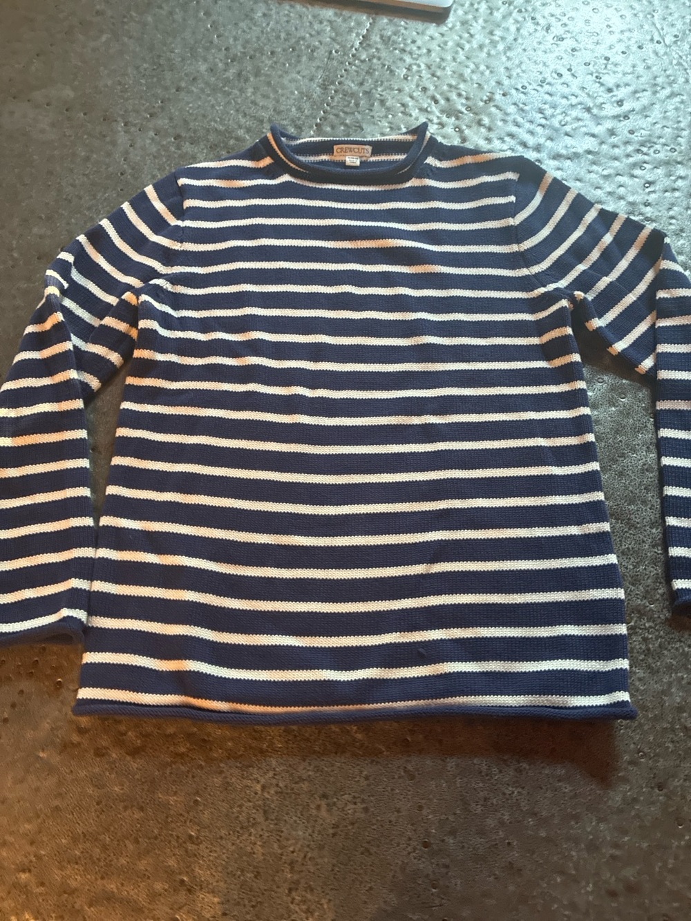 Crewcuts Navy & White Striped Knit Sweater in size 12/13 years